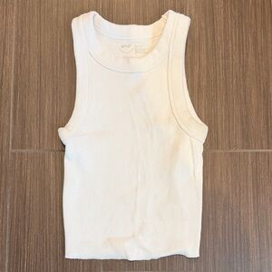 Aerie Cream Ribbed Tank Top